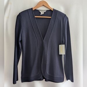 Misook Blue Acrylic Knit Cardigan Suit Jacket Blazer with Original Brand Tag XS